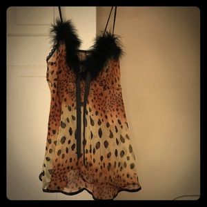 Vintage 90’s leopard print baby doll slip